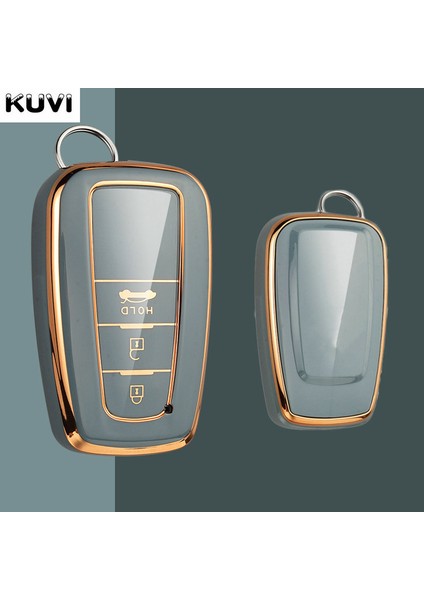 Gri 3 Düğme Toyota Prius Camry Corolla C-Hr Chr Rav4 Prado Aksesuarları Stil Tpu Araba Uzaktan Anahtar Kılıfı Kapak Fob Moda Plakalı (Yurt Dışından)