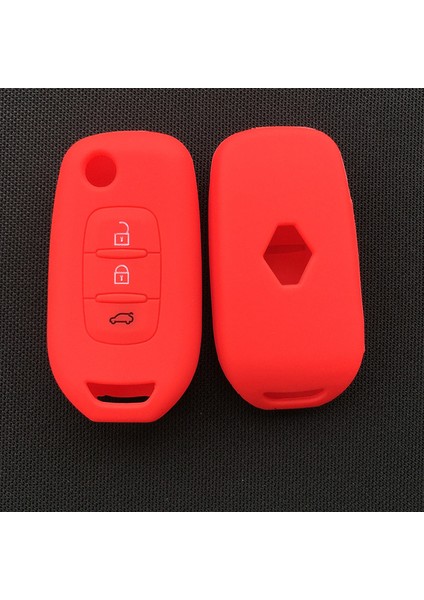 Kırmızı Bir Renault Kadjar 3 Düğmeli Katlanabilir Anahtar Kılıf Kabuk Silikon Araba Anahtar Kılıfı Cover (Yurt Dışından)
