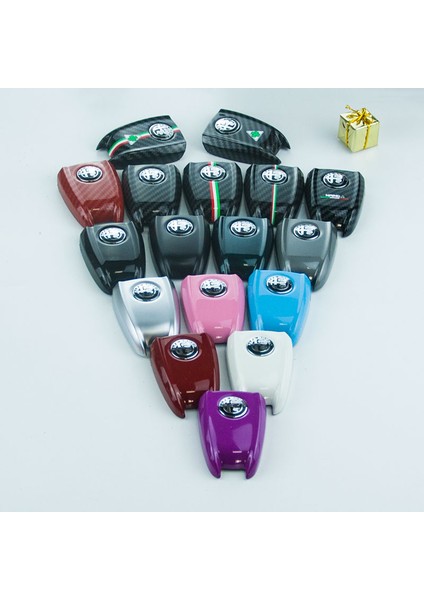 Minik Üç Renkli-A Alfa Romeo Giulia Stelvio Araba Anahtarı Koruyucu Kapak Için Karbon Fiber Anahtar Kabuk 3D Anahtarlık (Yurt Dışından)