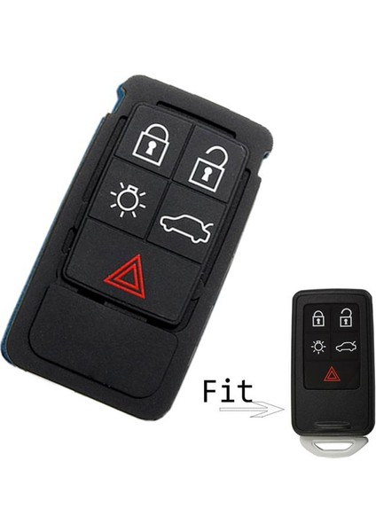 2 Adet Volvo XC70 XC90 Araba Siyah Uzaktan Kumanda Anahtar Kauçuk Pad Yedek Fob Uyumlu 5 Düğmeli Uzaktan Kumanda Mat Kılıf Araba Aksesuarları (Yurt Dışından)