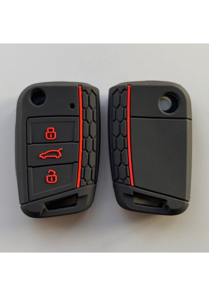 Kırmızı ile Siyah Vw Volkswagen Golf 7 Mk7 Skoda Octavia A7 Anahtar Için Silikon Kılıf Koruyucu Kabuk Etui (Yurt Dışından)