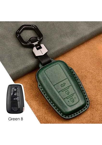 Yeşil B Toyota Camry Prius Corolla C-Hr Chr Rav4 Avalon Land Cruiser Prado Uzaktan Kumanda Anahtar Deri Kılıfı (Yurt Dışından)