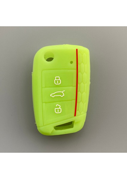 Parlak Yeşil Volkswagen Golf 7 Mk7 Seat Ibiza Leon Fr 2 Altea Aztec Skoda Octavia Için Silika Jel Araba Anahtar Kılıfı Kapak 3 Düğme Anahtar (Yurt Dışından)