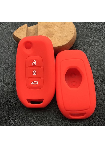 Kırmızı Renault Kadjar 3 Düğmeli Katlanabilir Anahtar Kılıf Kabuk Silikon Araba Anahtar Kılıfı Cover (Yurt Dışından)