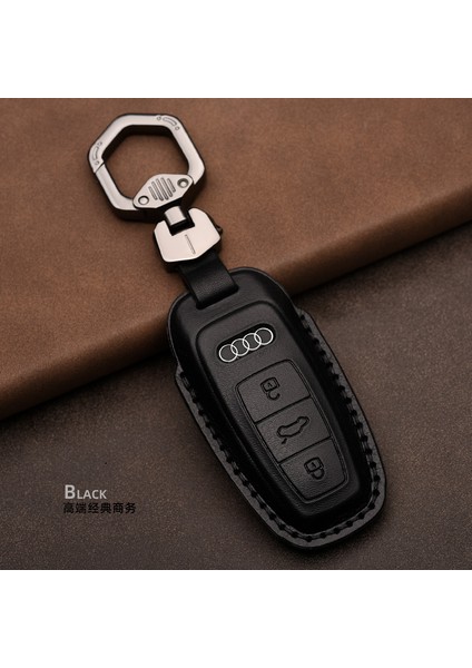 A-Kırmızı Audi A3 A4 B9 A6 C8 Ak A8 D5 S8 Q7 Q8 Sq8 E-Tron Aksesuarları Için Deri Anahtarlık Kılıfı Kapak (Yurt Dışından)