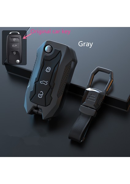 Gri Volkswagen Vw Polo Tiguan Passat B5 B6 B7 Golf Eos Scirocco Jetta Mk6 Octavia Için Galvanizli Alaşımlı Anahtar Kılıfı Kapak Anahtarlık - Anahtarlık Kılıfı (Yurt Dışından)