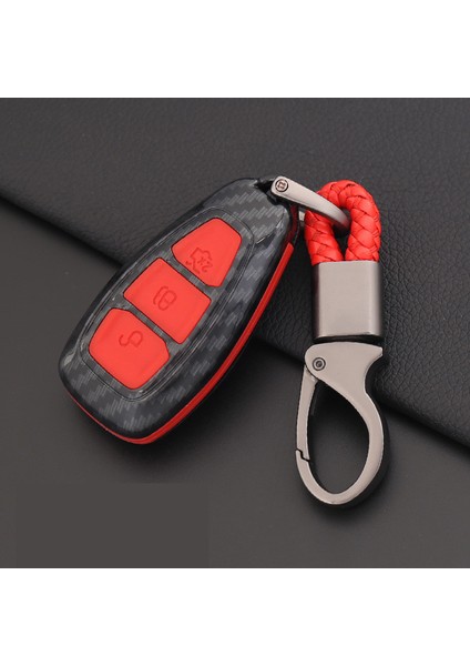 B-Kırmızı Ford Focus Mk3 Mk4 Kuga Escape Ecosport Yeni Fiesta Için Karbon Fiber Uzaktan Kumanda Araba Anahtarlık Kılıfı Case, Akıllı Anahtar (Yurt Dışından)