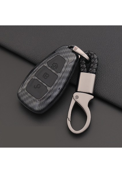 B-Kırmızı Ford Focus Mk3 Mk4 Kuga Escape Ecosport Yeni Fiesta Için Karbon Fiber Uzaktan Kumanda Araba Anahtarlık Kılıfı Case, Akıllı Anahtar (Yurt Dışından)