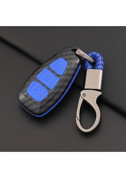 B-Kırmızı Ford Focus Mk3 Mk4 Kuga Escape Ecosport Yeni Fiesta Için Karbon Fiber Uzaktan Kumanda Araba Anahtarlık Kılıfı Case, Akıllı Anahtar (Yurt Dışından)