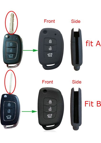Mavi C Hyundai Accent IX25 Tucson Ix Elantra Creta Verna I40 I10 Solaris Düğme Silikon Anahtar Kılıfı (Yurt Dışından)