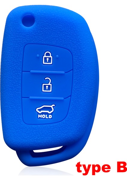 Mavi C Hyundai Accent IX25 Tucson Ix Elantra Creta Verna I40 I10 Solaris Düğme Silikon Anahtar Kılıfı (Yurt Dışından)