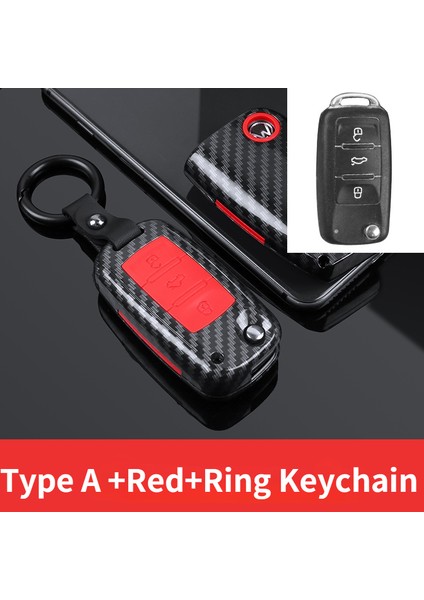 Seçenek4 Vw Volkswagen Polo Golf T5 Passat B6 B5 Skoda Octavia A5 A7 Seat Leon Ibiza Ateca Anahtarlık ile Karbon Abs Araba Anahtarlık Kılıfı (Yurt Dışından)