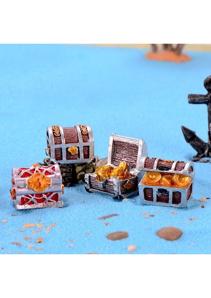 D Stili Simülasyon Hazine Sandığı Kutusu Antika Yaratıcı Reçine Akvaryum Süsü Coins Case Figürler El Sanatları Hediye Aquarium Dekoru (Yurt Dışından)