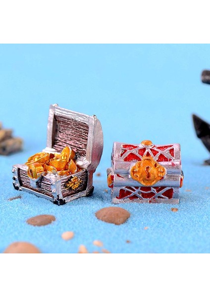 D Stili Simülasyon Hazine Sandığı Kutusu Antika Yaratıcı Reçine Akvaryum Süsü Coins Case Figürler El Sanatları Hediye Aquarium Dekoru (Yurt Dışından)