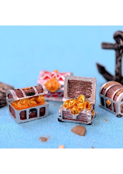 D Stili Simülasyon Hazine Sandığı Kutusu Antika Yaratıcı Reçine Akvaryum Süsü Coins Case Figürler El Sanatları Hediye Aquarium Dekoru (Yurt Dışından)