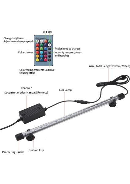 SZD-Q50RM Stili Yedi Masterrgb Akvaryum Işığı cm Uzaktan Kumandalı Dalış Lambası Bitkiler Için Renkli Lamba V Lambası Akvaryum Amfibi Kullanım (Yurt Dışından)