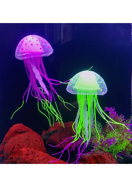 Mor Tarzı 1 Adet Yapay Parlayan Ay Moon Jellyfish Balık Tankı Su Altı Süs Dekorasyonu Akvaryum Evcil Hayvan Malzemeleri Ev Aksesuarları (Yurt Dışından)