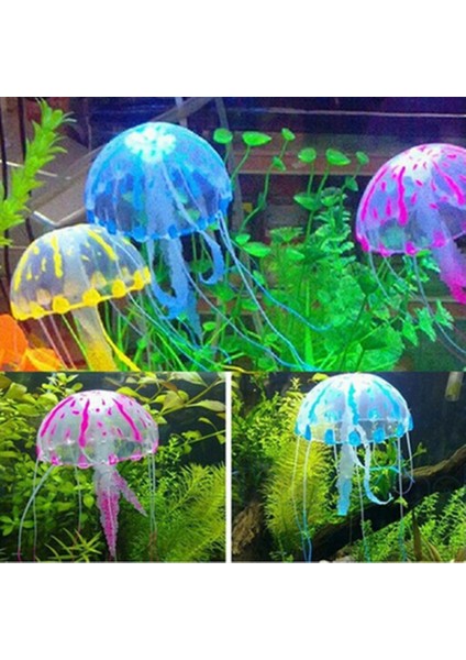 Mor Tarzı 1 Adet Yapay Parlayan Ay Moon Jellyfish Balık Tankı Su Altı Süs Dekorasyonu Akvaryum Evcil Hayvan Malzemeleri Ev Aksesuarları (Yurt Dışından)