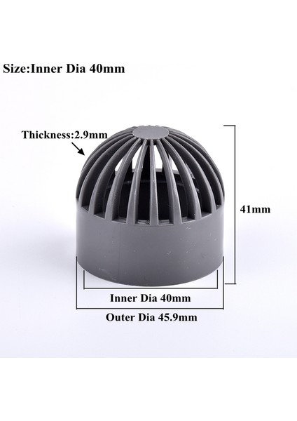 Iç Çap 40MM Stili 3 Parça 1 ~ 3 Adet Gri 20 ~ Pvc Nefes Alabilir Kapak Hava Kanalı Havalandırma Kapağı Kapağı Akvaryum Balık Tankı Geçirgen Ekran Filtresi Ekran Boru Konektörü (Yurt Dışından)