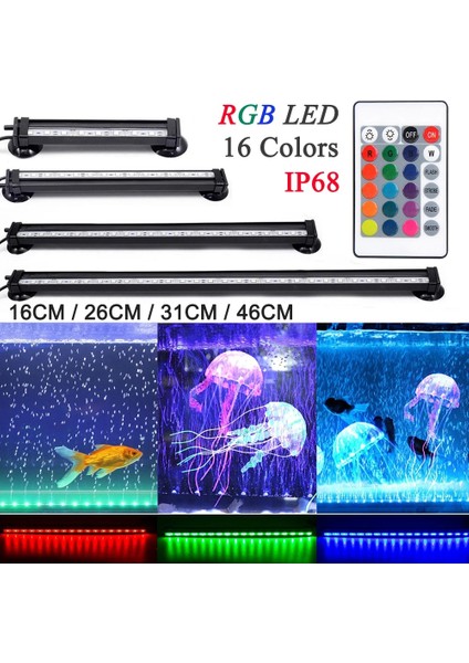 Abd Tak 16CM Stili 16CM-46CM Su Geçirmez LED Akvaryum Işık Uzaktan Kumanda Sualtı Balık Tankı Lambası Kabarcık Lambası Rgb Ingıltere Abd Au Ab Tak Ac (Yurt Dışından)
