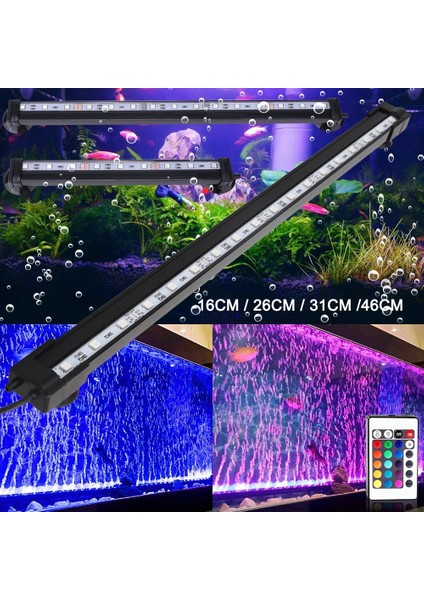 Abd Tak 16CM Stili 16CM-46CM Su Geçirmez LED Akvaryum Işık Uzaktan Kumanda Sualtı Balık Tankı Lambası Kabarcık Lambası Rgb Ingıltere Abd Au Ab Tak Ac (Yurt Dışından)