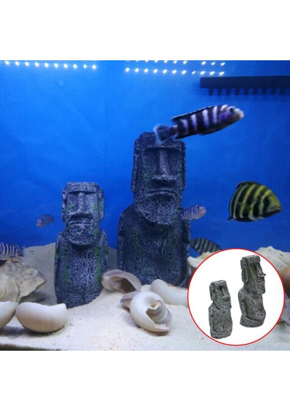 17.5x7.5cm Stili M Beden Paskalya Adası Taş Heykel Reçine Süs Balık Tankı Akvaryum Dekorasyon Cüce Teraryum Sürüngen Tankı Yapay Taş Ev Dekorasyonu (Yurt Dışından) modelleri