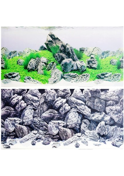 86252 Xl 150-60CM Stili Akvaryum Arka Plan Kağıt Duvar Duvar Kağıdı ile Balık Tankı Çift Taraflı Kaya Okyanus Su Çimen Juwel Arka Plan Boyama (Yurt Dışından) indirimleri