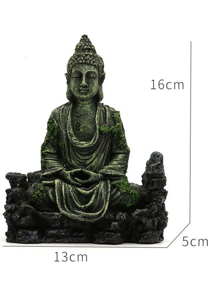 13X5X16 cm Stili Akvaryum Dekorasyon Balık Tankı Peyzaj Keçe Buda Heykeli Süsler Aquascape Manzara Ev Dekor Aksesuarları (Yurt Dışından)