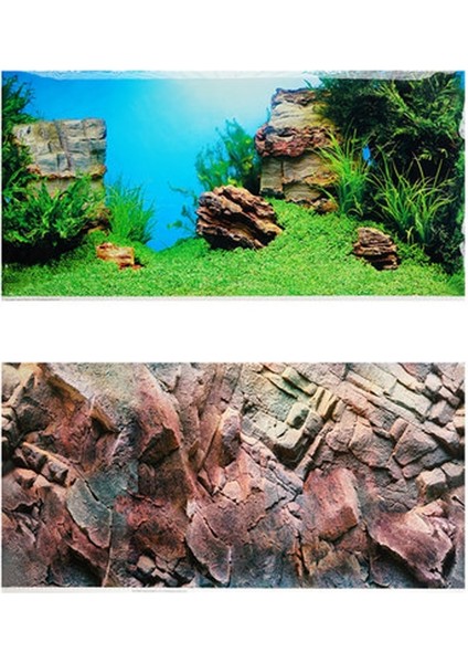86254 L 100-50CM Stili Akvaryum Arka Plan Kağıt Duvar Duvar Kağıdı ile Balık Tankı Çift Taraflı Kaya Okyanus Su Çimen Juwel Arka Plan Boyama (Yurt Dışından) modelleri