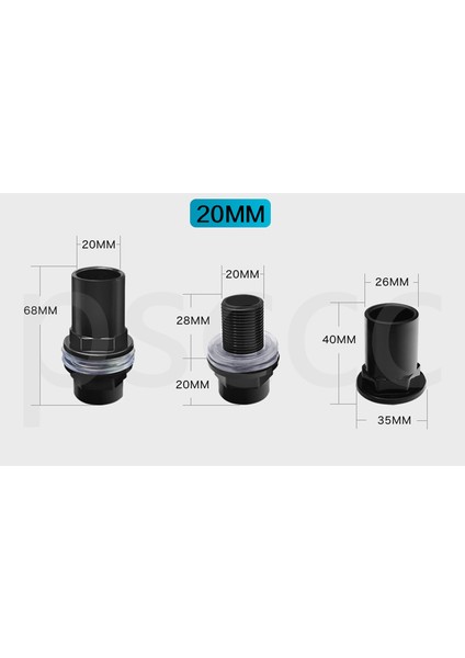 20SHANGXIASHUI Stili 1 Ünite Su Geçirmez Siyah Düz Boru Boru Montaj Konektörü Pvc Boru Eklemi Balık Tankı Akvaryum Aksesuarları mm Bağlantı Parçaları (Yurt Dışından)