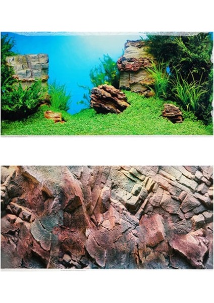 86254 L 100-50CM Stili Akvaryum Arka Plan Kağıt Duvar Duvar Kağıdı ile Balık Tankı Çift Taraflı Kaya Okyanus Su Çimen Juwel Arka Plan Boyama (Yurt Dışından) fırsatları