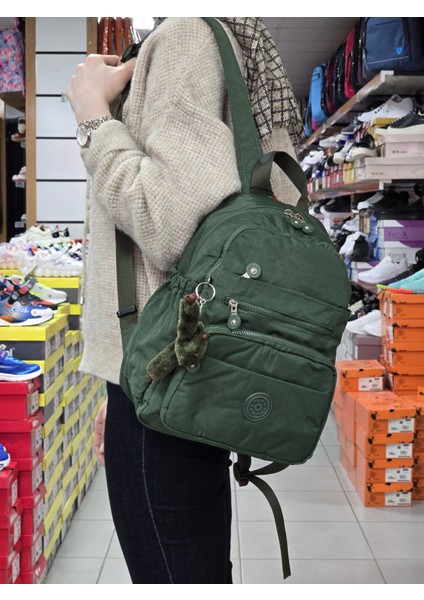 2113-8745 Kadın Krinkıl Kumaş Çok Gözlü Astarlı Petli Su Geçirmez Günlük Mini Sırt Çantası - NKT02113-HAKI-TEKEBAT fırsatları