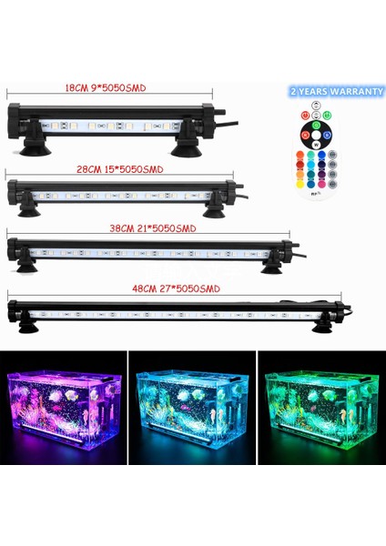 Ab Tak 48CM Stili LED Akvaryum Işığı Ab Tak C Rgb LED Akvaryum Hava Kabarcık Işığı Balık Tankı Bar Işığı Su Geçirmez Rf Uzaktan Kumanda (Yurt Dışından)