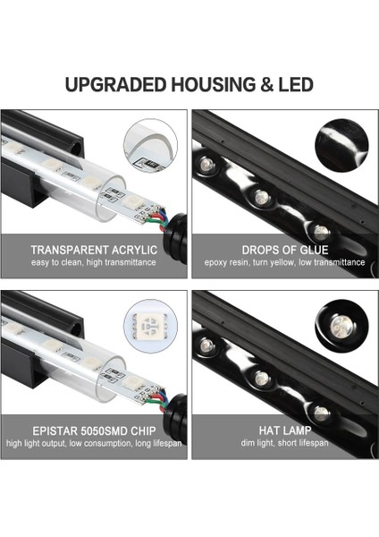Ab Tak 48CM Stili LED Akvaryum Işığı Ab Tak C Rgb LED Akvaryum Hava Kabarcık Işığı Balık Tankı Bar Işığı Su Geçirmez Rf Uzaktan Kumanda (Yurt Dışından)