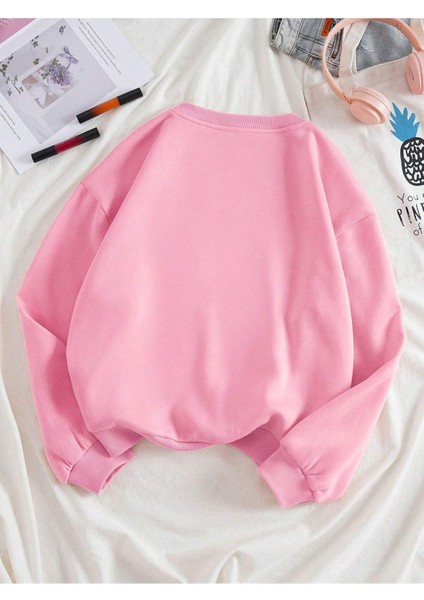 Ayıcık Baskılı Bisiklet Yaka Siyah Oversize Sweatshirt fiyatları