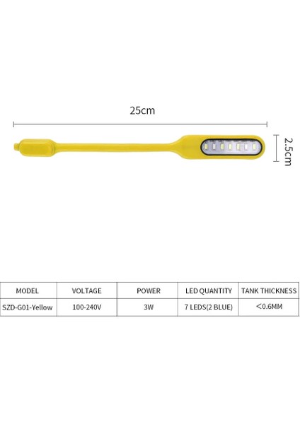 SZD-G01-SARI Stil Akvaryum Lambası LED Akvaryum Işıkları Yüksek Manyetik Sabitleme Klipsi USB 360 Derece Dönebilen Parlaklık Balık Tankı Işığı Için 3W (Yurt Dışından)