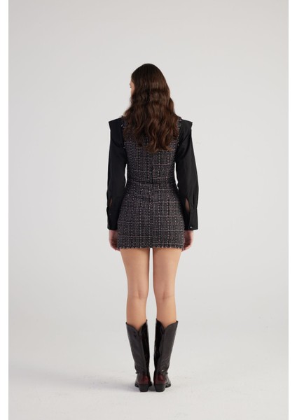 Tweed Elbise Siyah