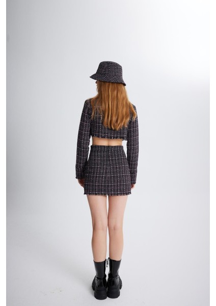 Tüvit Kumaş Mini Tweed Etek Siyah indirimleri