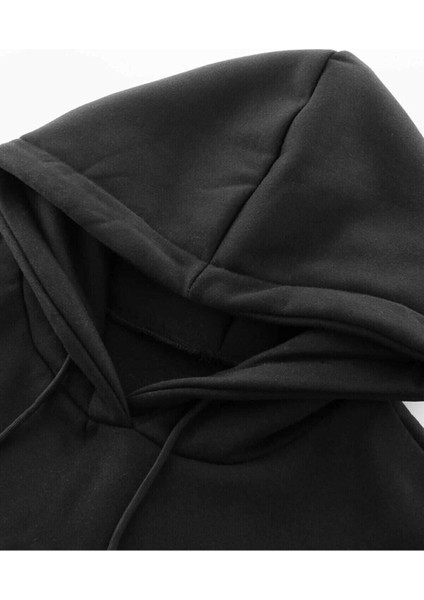 Siyah Osaka Basklı Kapüşonlu Oversize Sweatshirt modelleri
