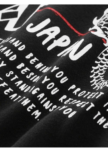 Siyah Osaka Basklı Kapüşonlu Oversize Sweatshirt indirimleri