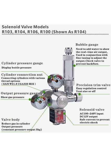 R101 Stili G5-8 Abd Domuzu Wyın Akvaryum Co2 Regülatörü, Kabarcık Sayacı Ince Ayar Valfi ile 360° Dönen Co2 Elektromanyetik Basınç Düşürme Ekipmanı (Yurt Dışından) indirimleri