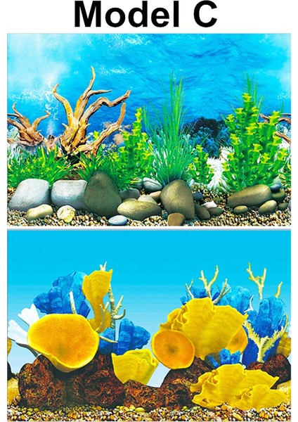 C Stili 50X100CM Pvc Akvaryum Arka Plan Dekorasyon Çift Taraflı Balık Tankı Arka Plan Sticker Okyanus Taş Balık Bitki Acuario Dekor Süs Posteri (Yurt Dışından)
