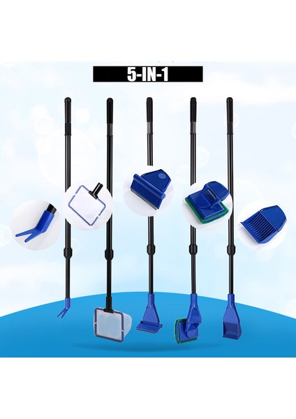 5ın1 Yükseltme Stili 6-In-1 Akvaryum Temizleme Araçları Kitleri Balık Tankı Temiz Set Balık Ağı Çakıl Tırmık Yosun Kazıyıcı Çatal Sünger Fırça Cam Temizleyici (Yurt Dışından) indirimleri