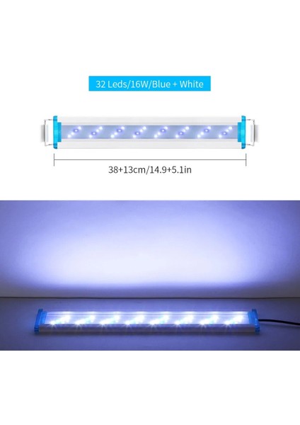 SZD-B40BW 38CM-AB Stili cm Genişletilebilir Süper Ince Balık Tankı Dikilen Akvaryum Lambası Su Bitkisi Peyzaj Aydınlatmayı Büyütün Parlak LED Lamba Klipsi (Yurt Dışından)