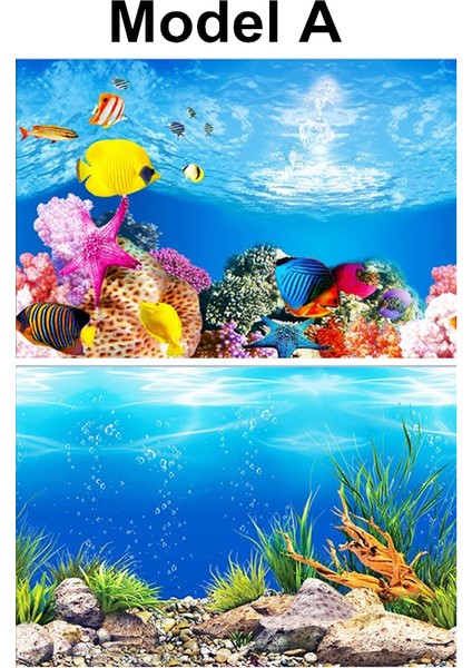 Bir Stil 40X80CM Pvc Çift Taraflı Akvaryum Dekorasyon Posteri Balık Tankı Arka Plan Sticker Okyanus Acuario Dekor Süs Dekoratif Aksesuarlar (Yurt Dışından)