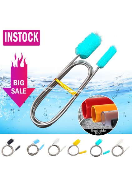 Beyaz Stil 200CM Akvaryumlar Çift Başlı Fırça Esnek Balık Tankı Filtre Pompa Hortum Boru Fırçaları Temizleyici Pet Temizlik Malzemeleri (Yurt Dışından) fırsatları