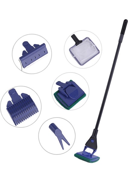 Siyah Stil 5'li Cam Akvaryum Temizlik Seti Süpürge Filtre Fırçası Balık Ağı Uzun Sap Temizleyici Çakıl Tarama Yosun Kazıyıcı Temizlik Aracı (Yurt Dışından)