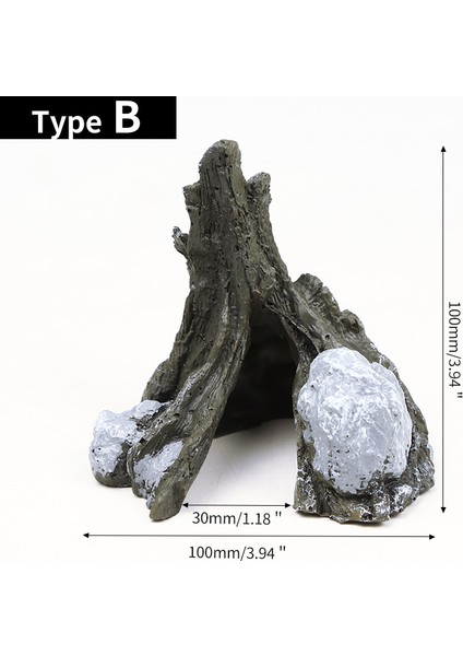 B Tipi Stili Ekolojik Reçine Dağ Balığı Oyun Ağaç Evi Akvaryum Süsleme Boş Delik Kütük Ağaç Tüneli Mağara Balık Tankı Dekorasyonu (Yurt Dışından)