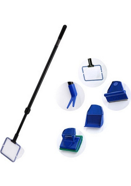 5ü1 Akvaryum Temizlik Araçları Seti Balık Tankı Ağı Kıyıcı Yosun Kazıyıcı Çatal Sünger Fırça Cam Temizleyici cm Teleskopik Kutup (Yurt Dışından)