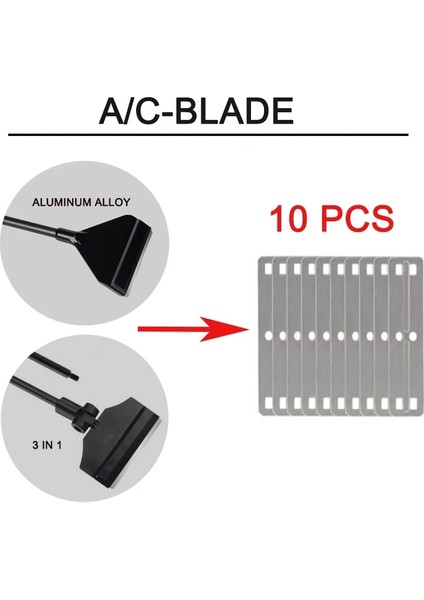 A-Blade-10 Adet Tarzı Zrdr Akvaryum Temizleme Aleti Bıçağı, Balık Tankı Yosun Temizleme Kazıyıcı Aksesuarları Sarf Malzemeleri, 25CM Metal Bağlantı Çubuğu (Yurt Dışından)